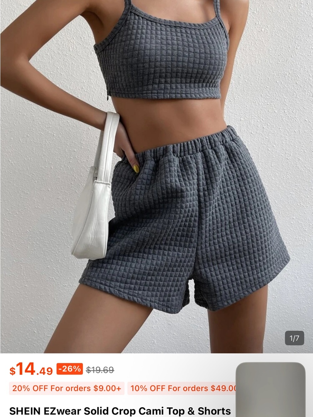 Charcoal Gray Waffle Knit Elastic-Waist Women’s Shorts